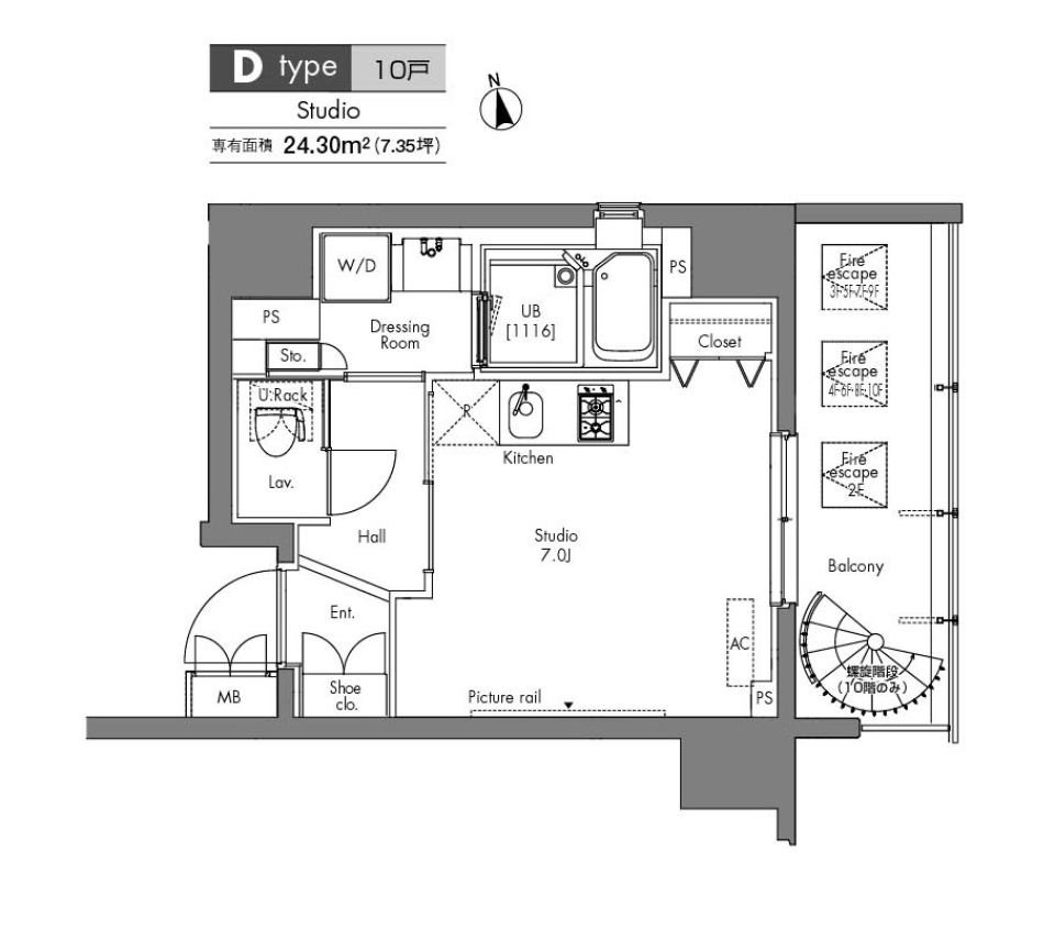 プラウドフラット隅田リバーサイド　301号室の間取り図