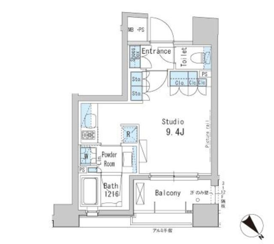 パークアクシス茅場町　803号室［ペット可］の間取り図