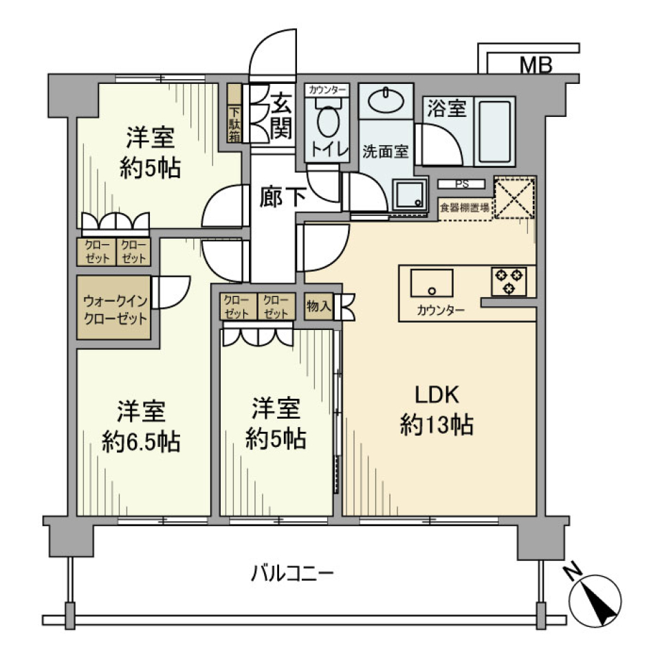 サンクレイドルさがみ野　411号室の間取り図