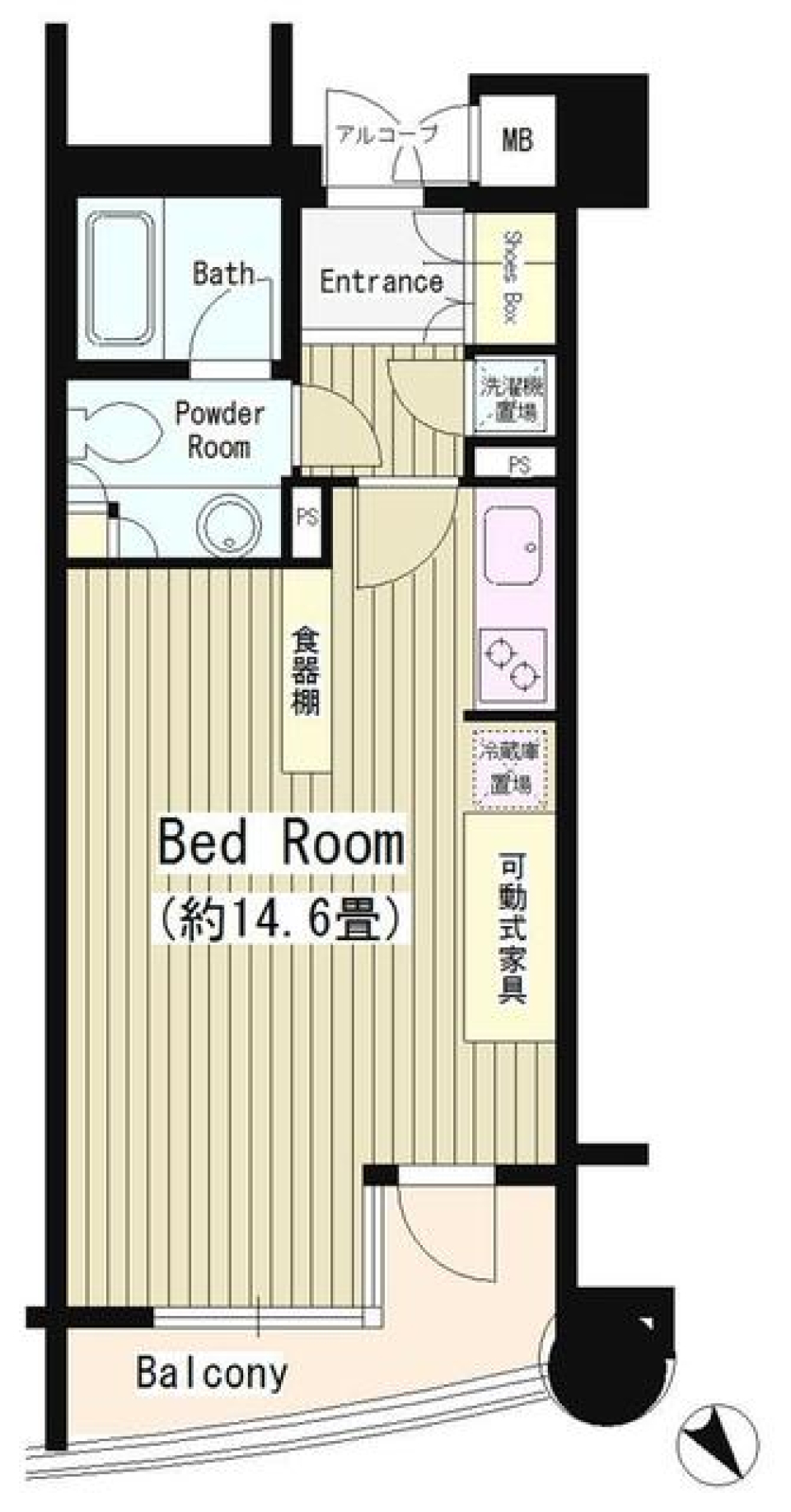 ビヴァーチェ赤坂　602号室の間取り図