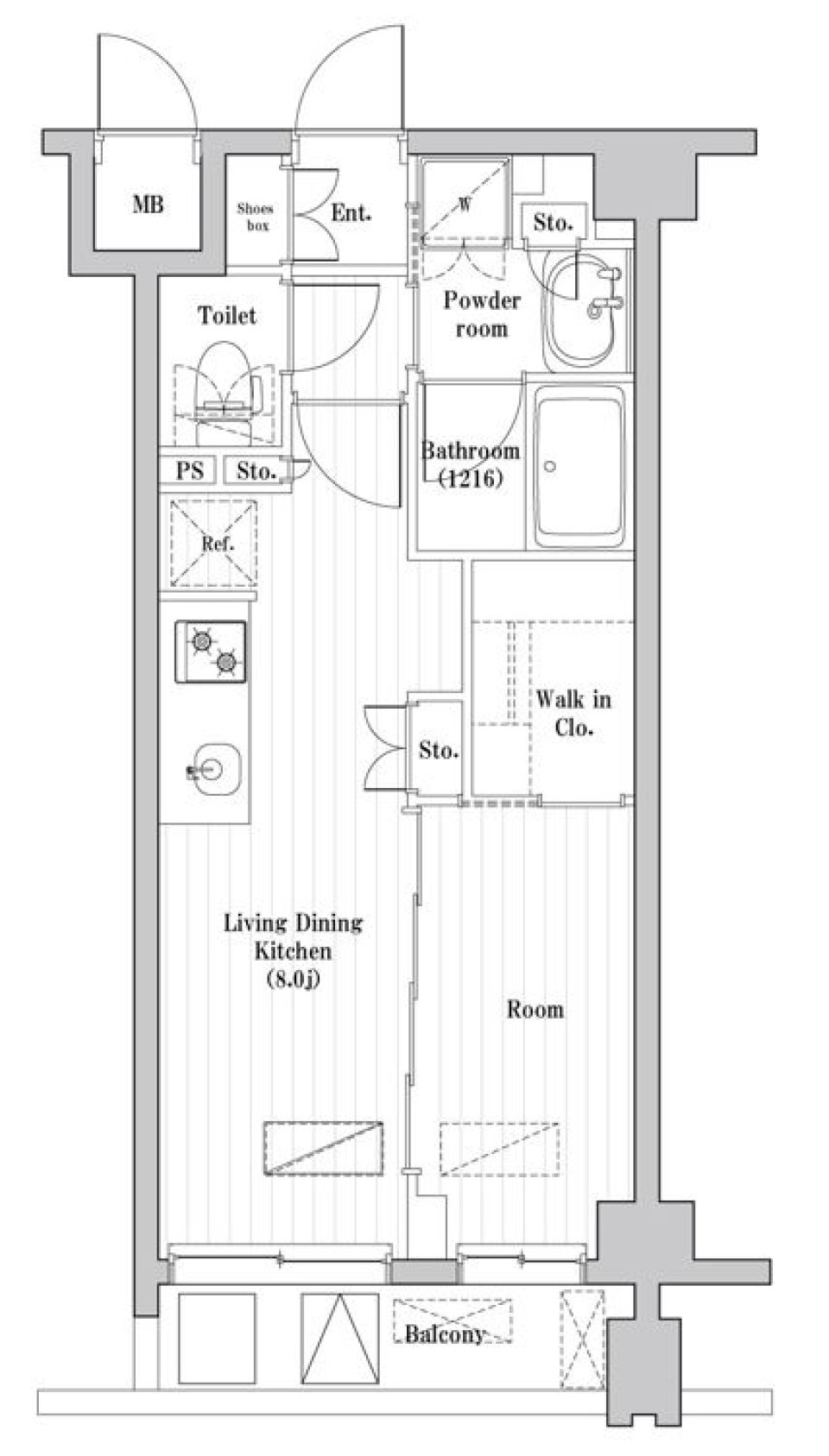 レジデンス桜新町ガーデン　212号室［ペット可］の間取り図