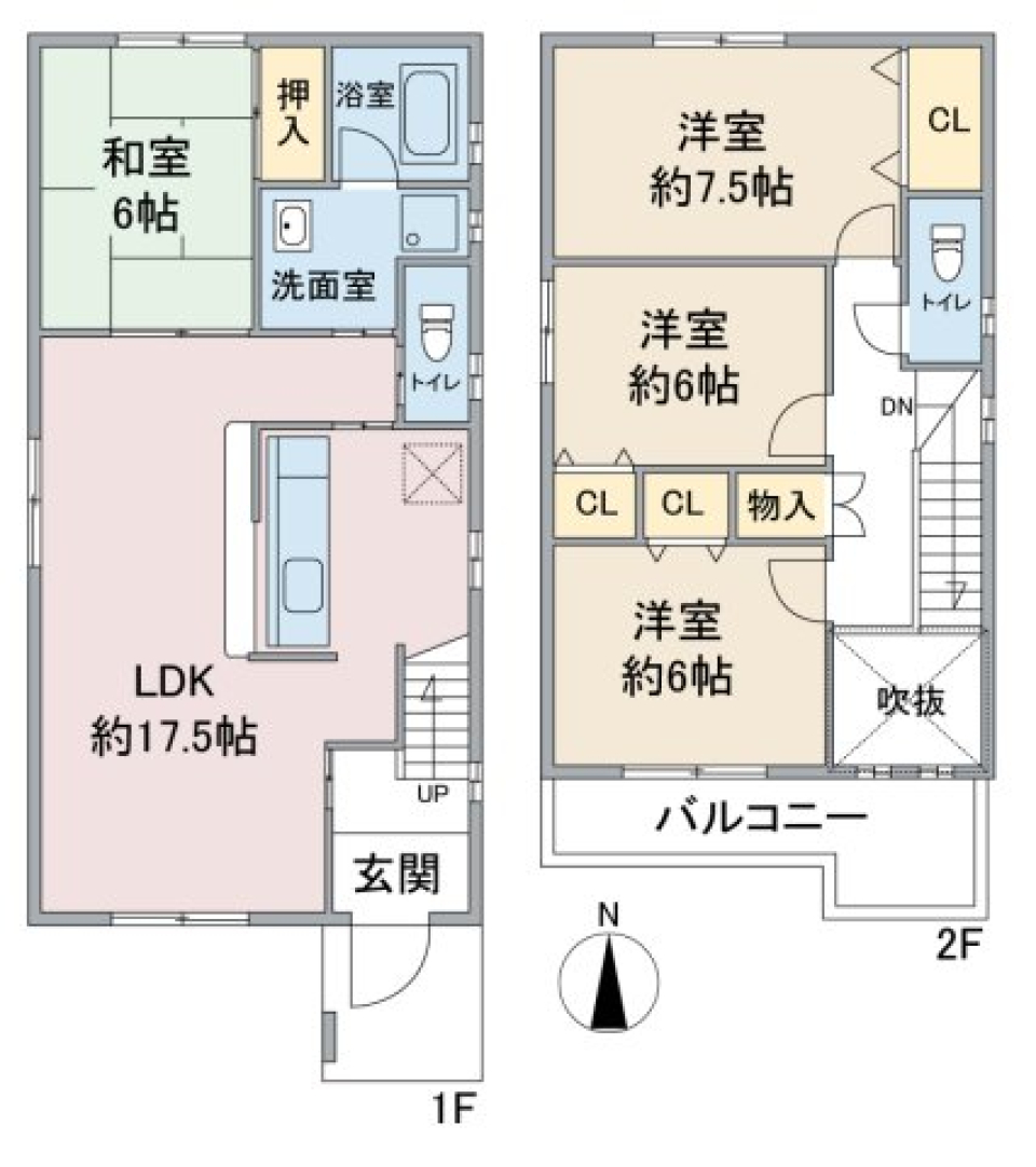 朝日が丘貸家の間取り図