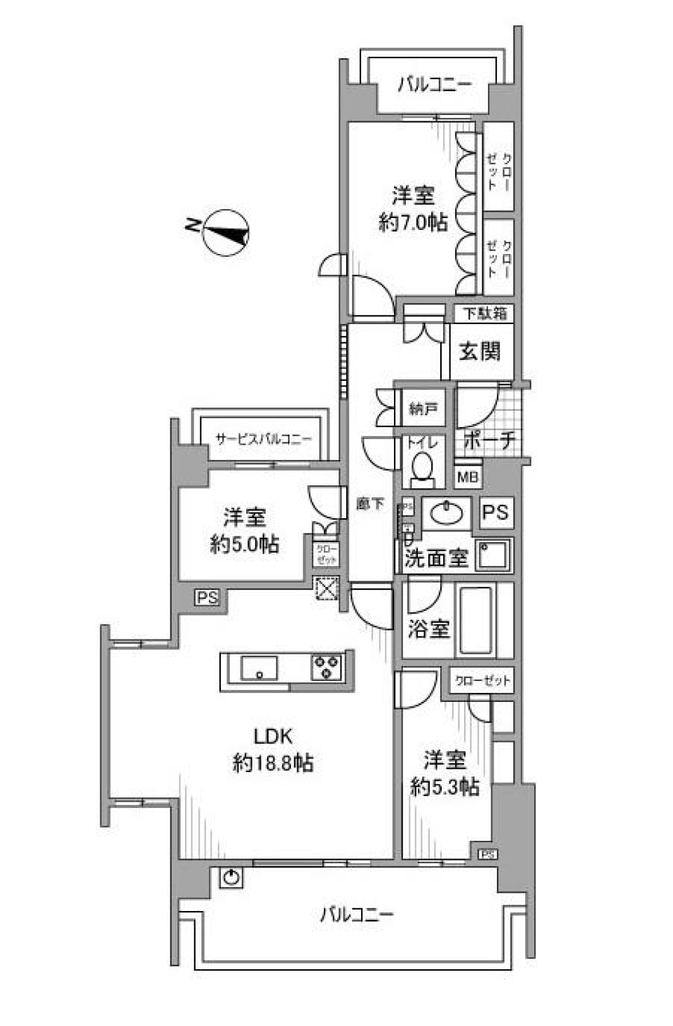 グランドメゾン東山公園 204号室［ペット可］の間取り図