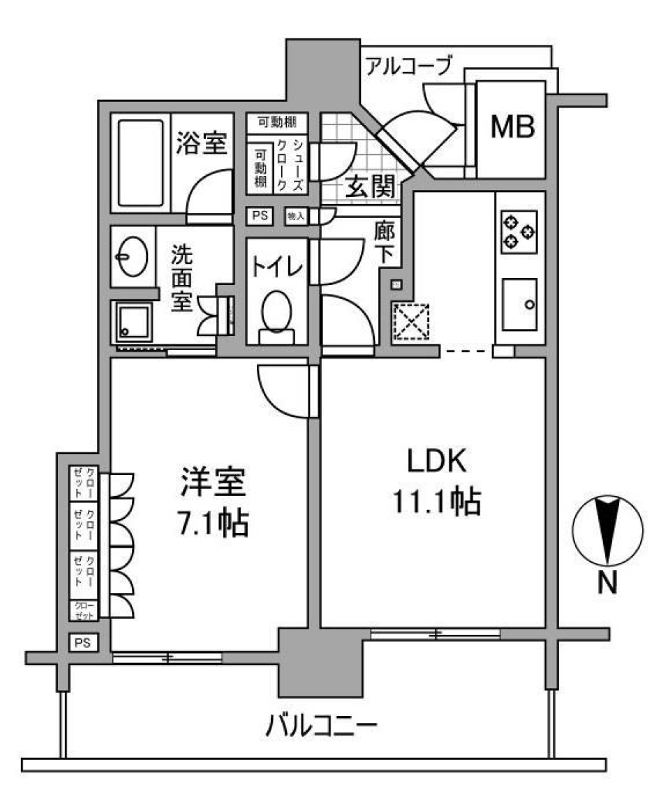 なんばグランドマスターズタワー　1511号室の間取り図