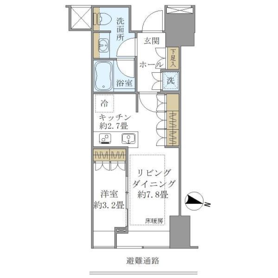 ＢｒｉｌｌｉａＴｏｗｅｒ堂島　1110号室［ペット可］の間取り図