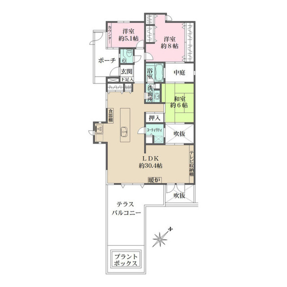 千里山ロイヤルマンション四番街Ｄ棟　807号室の間取り図