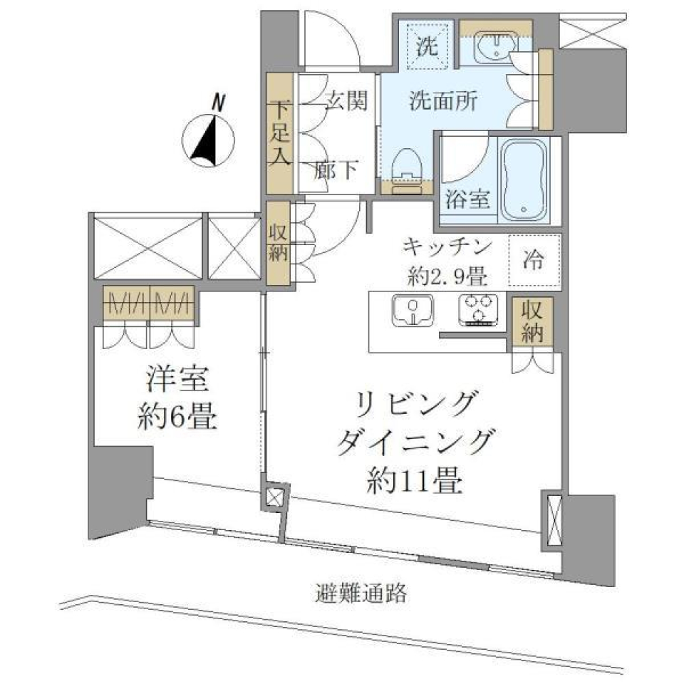 ＢｒｉｌｌｉａＴｏｗｅｒ堂島 1802号室の間取り図