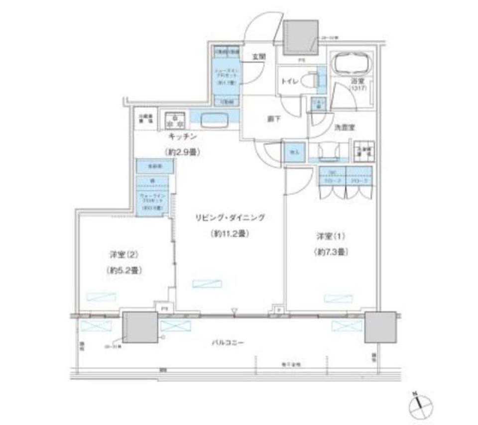 パークシティ柏の葉キャンパス　ザ・ゲートタワー　ウエスト　2201号室［ペット可］の間取り図