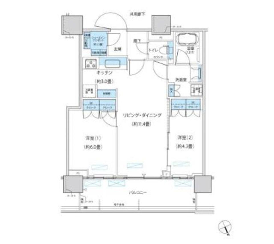 パークシティ柏の葉キャンパス　ザ・ゲートタワー　ウエスト　2407号室［ペット可］の間取り図
