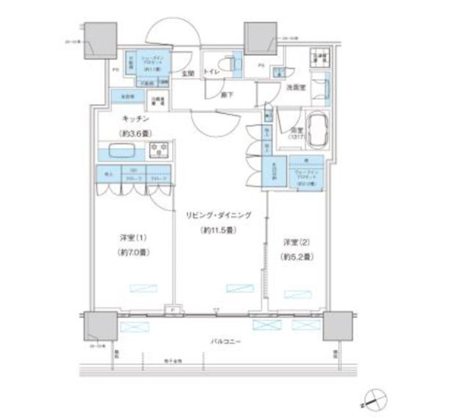 パークシティ柏の葉キャンパス　ザ・ゲートタワー　ウエスト　2504号室［ペット可］の間取り図