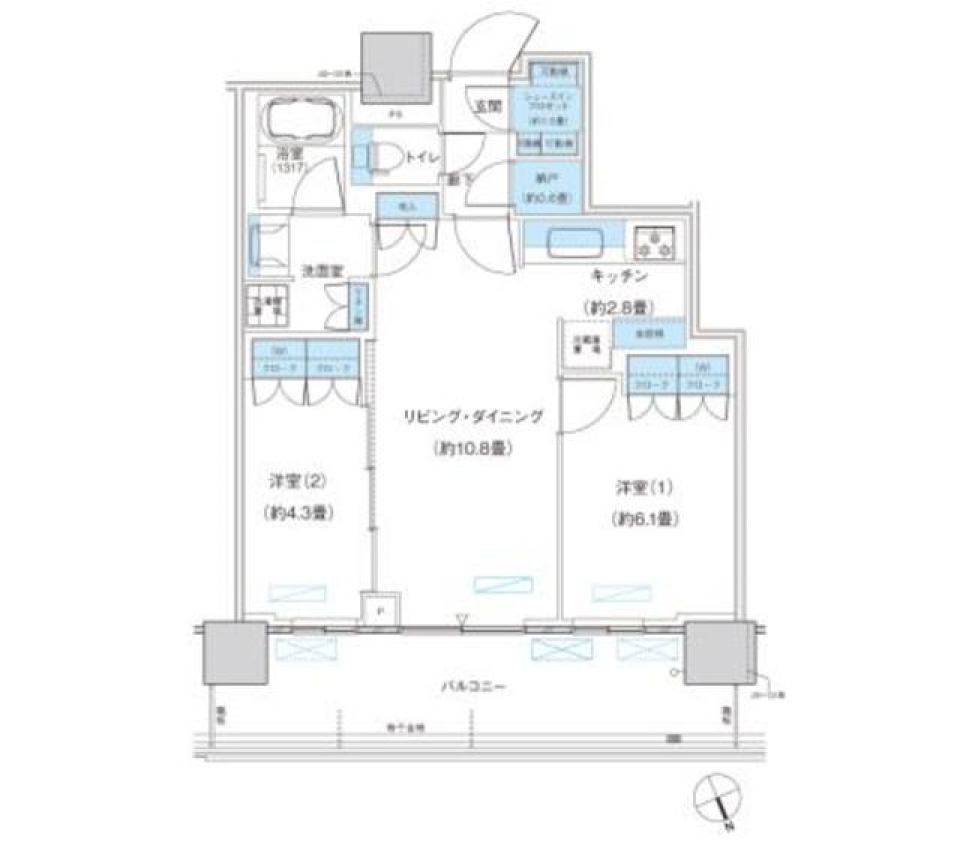 パークシティ柏の葉キャンパス　ザ・ゲートタワー　ウエスト　2406号室［ペット可］の間取り図