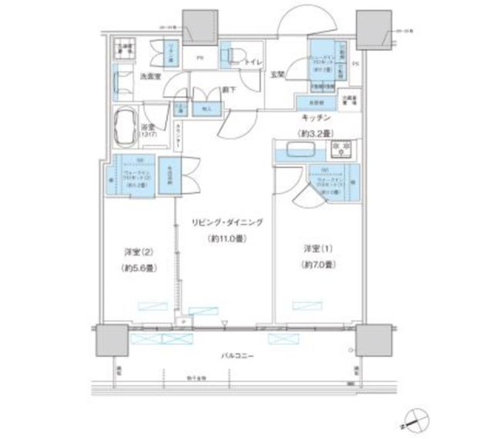 パークシティ柏の葉キャンパス　ザ・ゲートタワー　ウエスト　2803号室　［ペット可］の間取り図