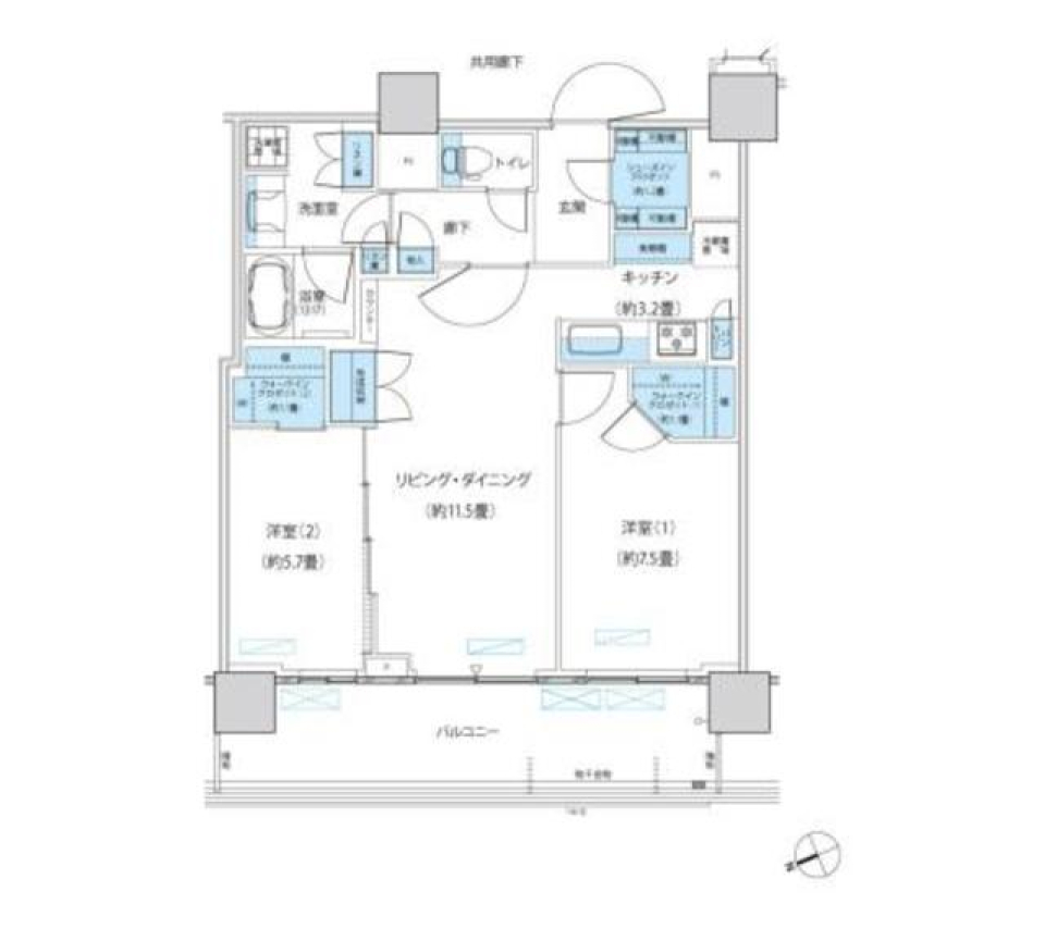 パークシティ柏の葉キャンパス　ザ・ゲートタワー　ウエスト　3502号室［ペット可］の間取り図