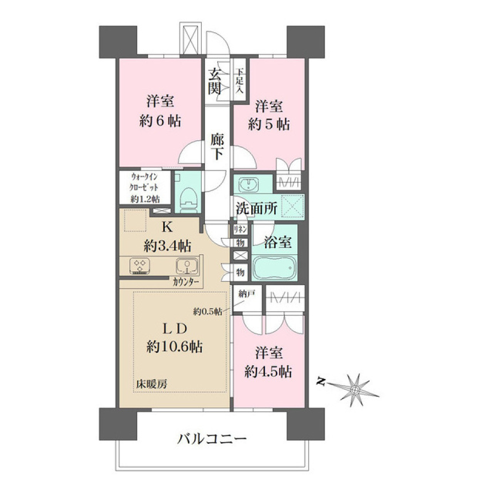 ザ・パークハウスさいたま新都心　1502号室の間取り図