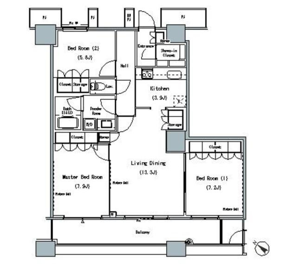 ＴＨＥ　ＴＯＫＹＯ　ＴＯＷＥＲＳ　ＭＩＤＴＯＷＥＲ　2410号室［ペット可］の間取り図