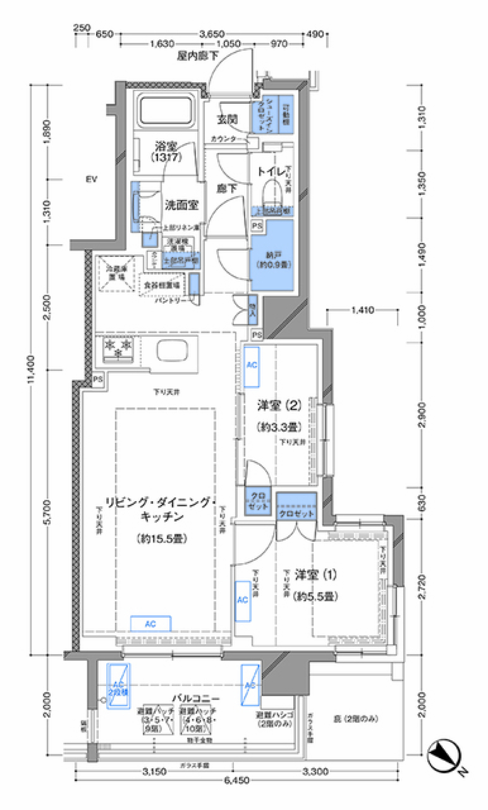 ラティエラ横濱大通り公園　810号室の間取り図