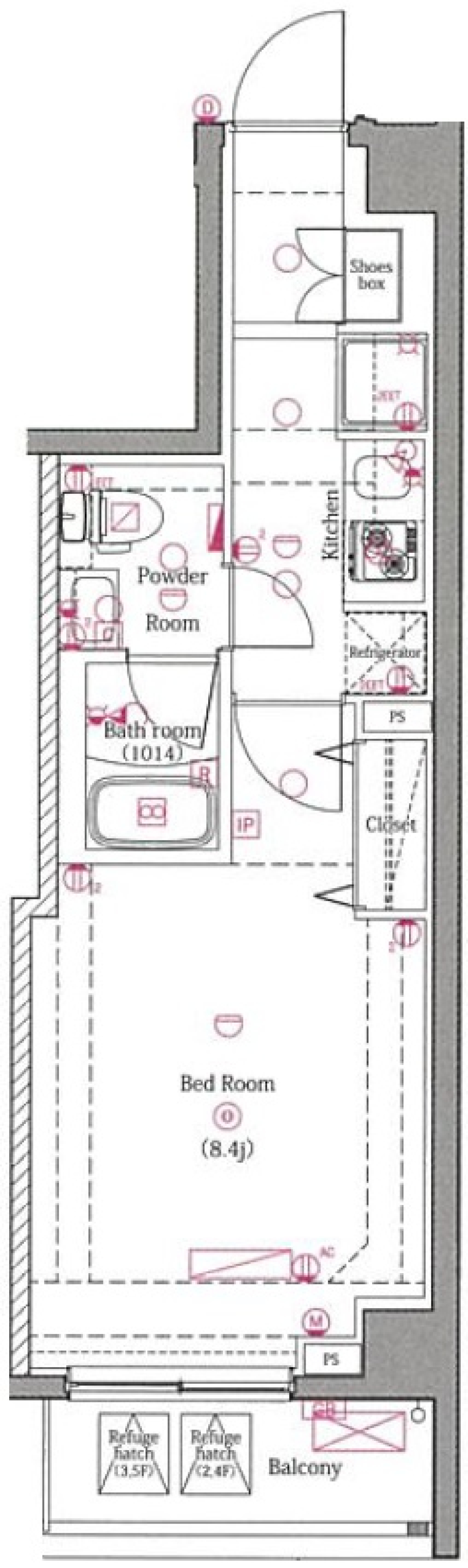 ユリカロゼ北綾瀬　101号室［ペット可］の間取り図