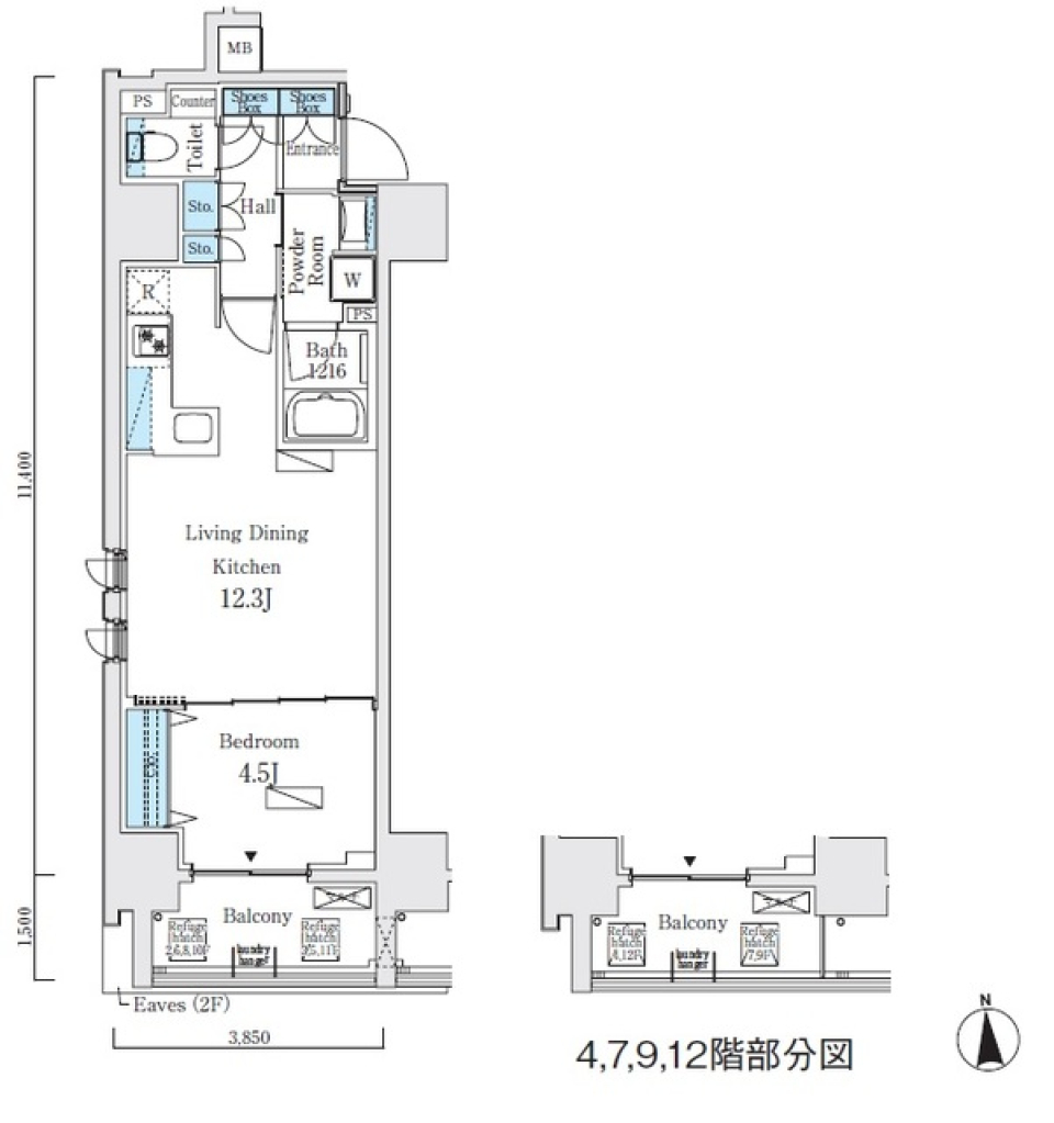 プライマル上野・稲荷町　301号室の間取り図