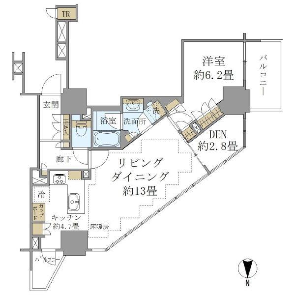 ＢｒｉｌｌｉａＴｏｗｅｒ上野池之端　1201号室の間取り図