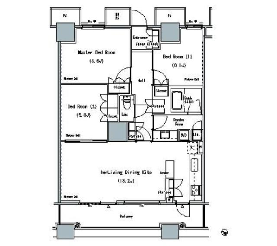 ＴＨＥ　ＴＯＫＹＯ　ＴＯＷＥＲＳ　ＭＩＤＴＯＷＥＲ　2213号室［ペット可］の間取り図