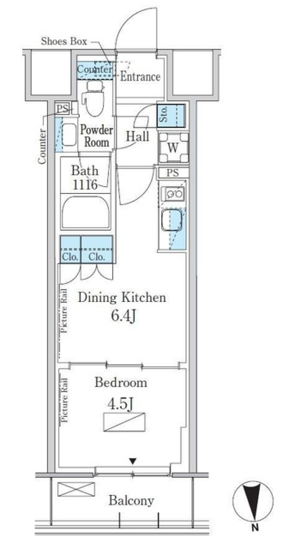 パークアクシス新宿百人町　735号室［ペット可］の間取り図