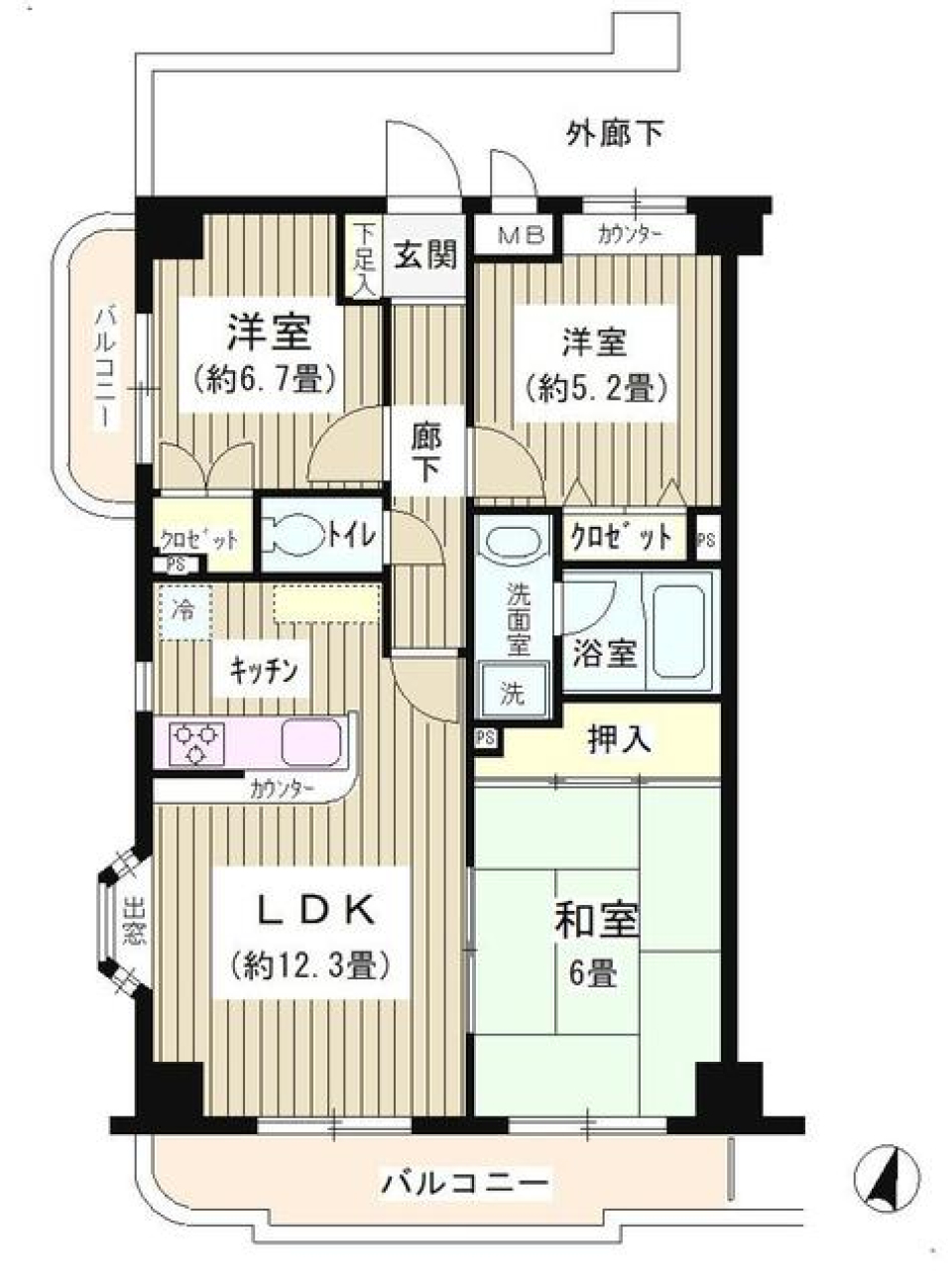 エステージ世田谷仙川　306号室の間取り図