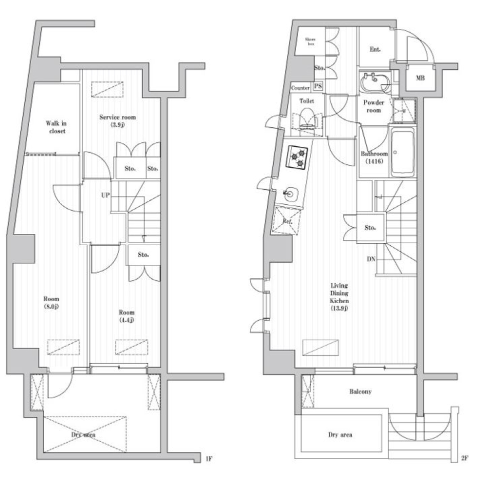 レジデンス桜新町ガーデン　107号室［ペット可］の間取り図