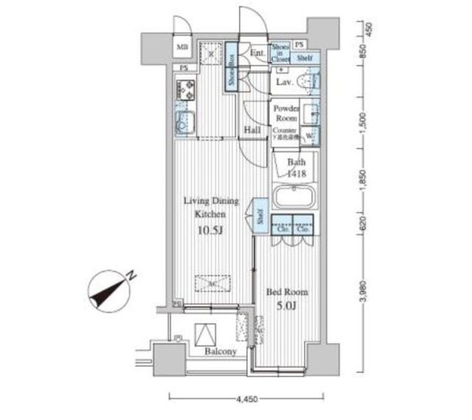 ＭＦＰＲコート赤坂見附　702号室の間取り図