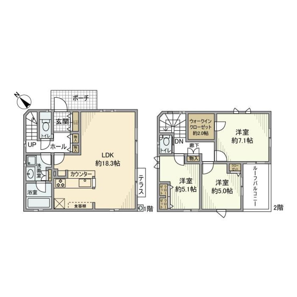 細山戸建の間取り図