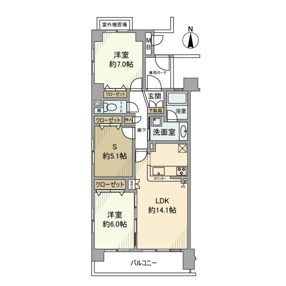 クレッセント中馬込Ⅱ　201号室の間取り図