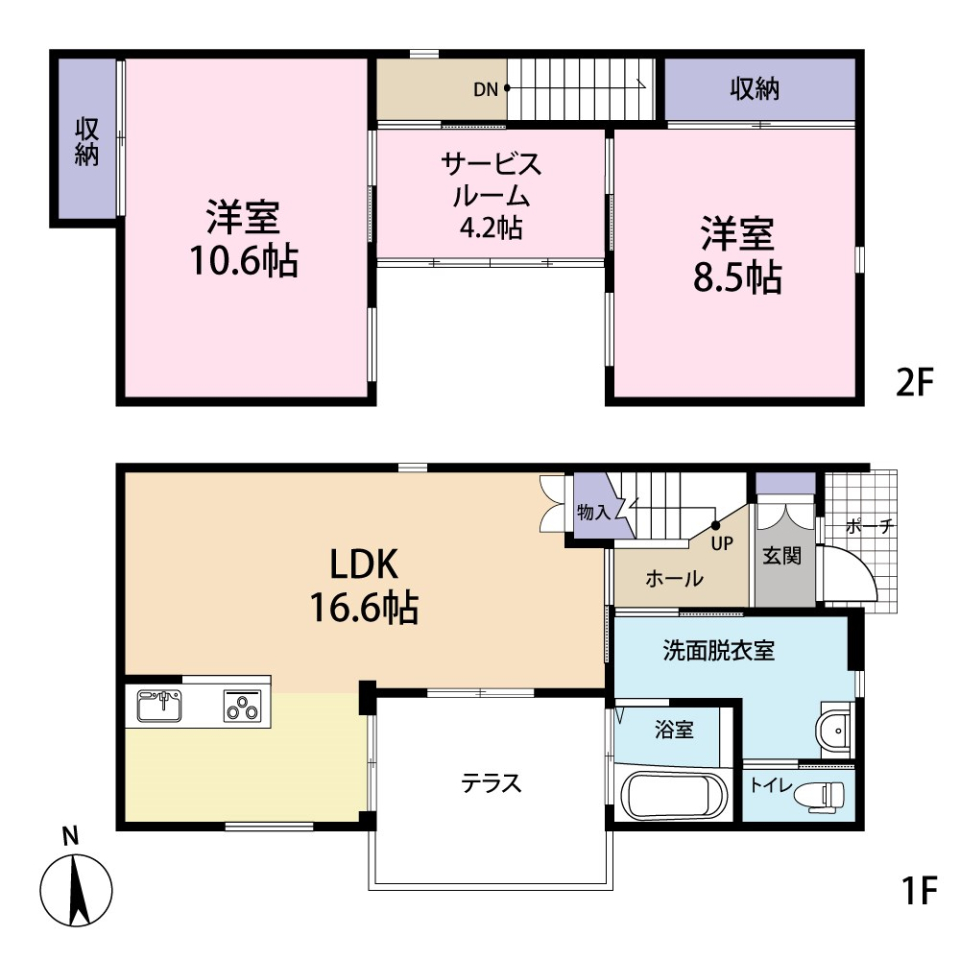 テラスでおしゃれな家族時間を［戸建］の間取り図