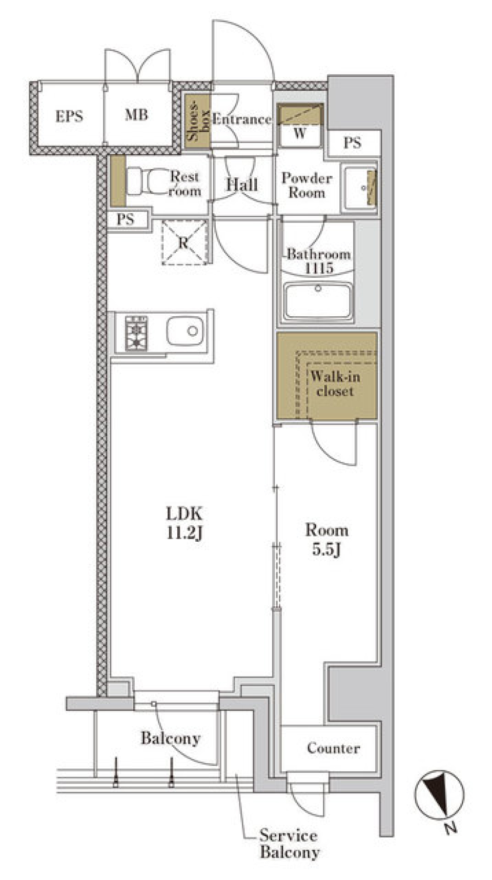 ＲＪＲプレシア大森北　418号室の間取り図