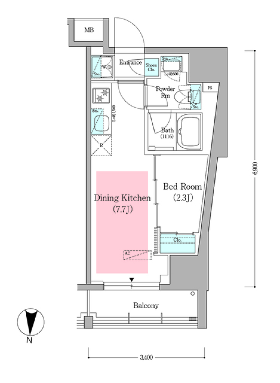 アーバネックス深川住吉Ⅲ　1004号室［ペット可］の間取り図