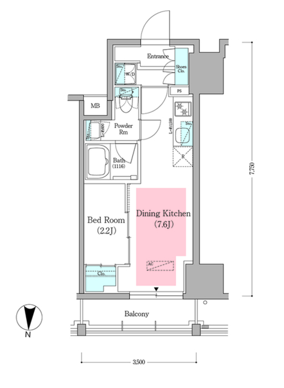 アーバネックス深川住吉Ⅲ　1302号室［ペット可］の間取り図