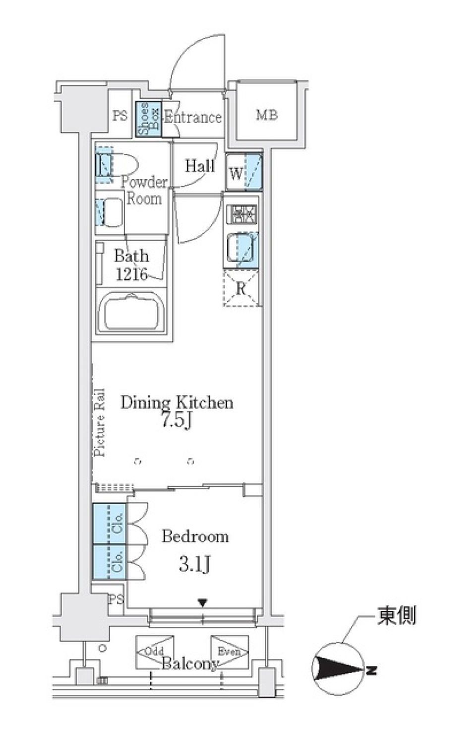 Ｊ．ＧＲＡＮ　Ｃｏｕｒｔ　品川西大井ＥＡＳＴ　209号室［ペット可］の間取り図