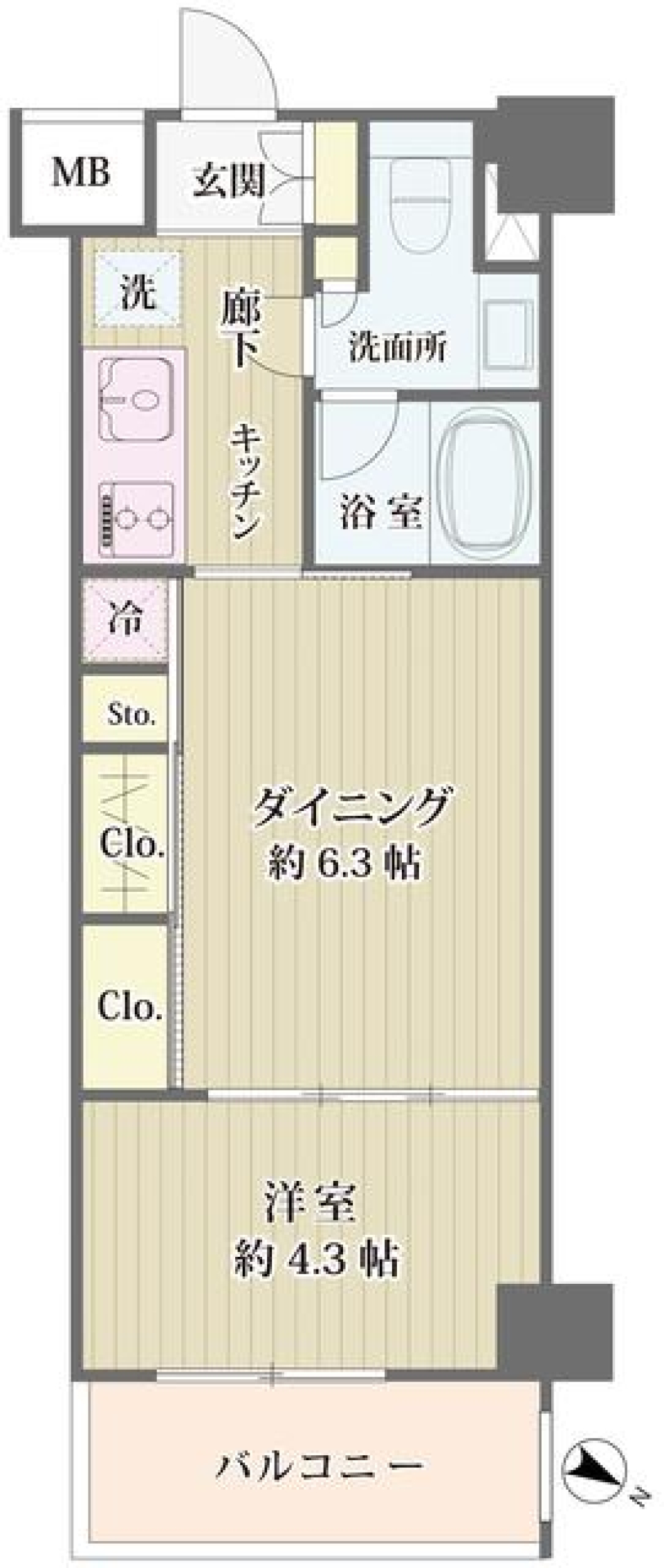 ＩＢＩＳ市ヶ谷　304号室［ペット可］の間取り図