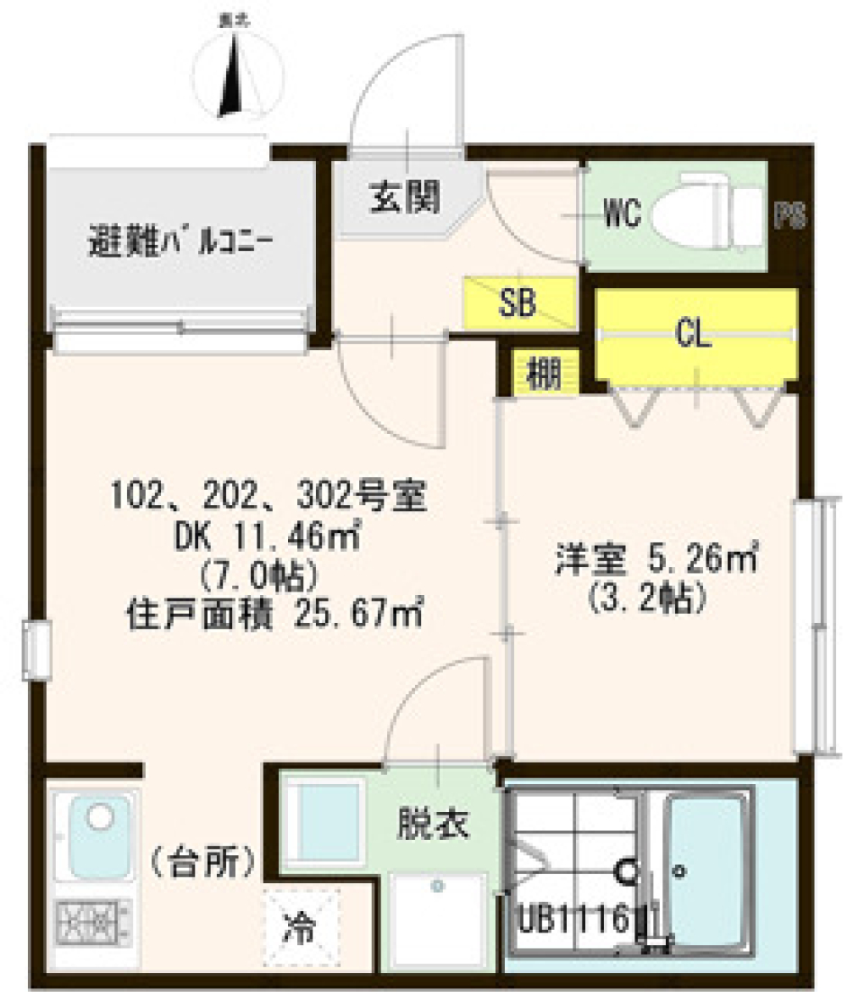 ハーモニーテラス山之内　302号室の間取り図