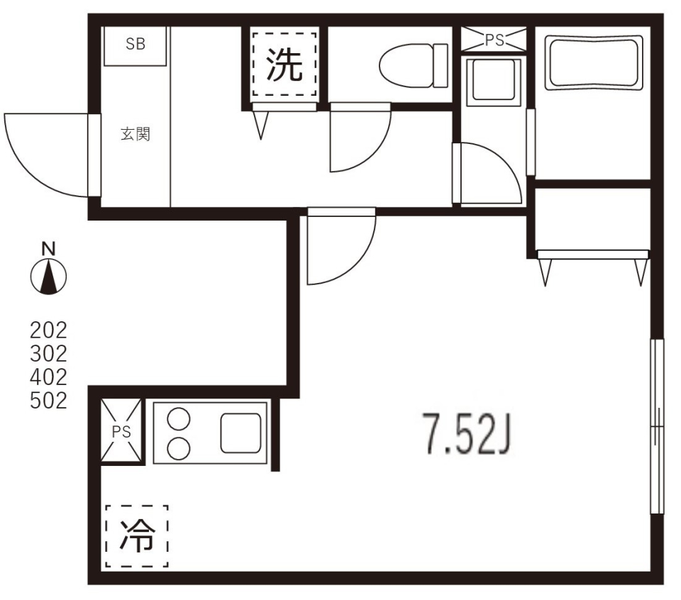 アセットホーム横浜　302号室の間取り図