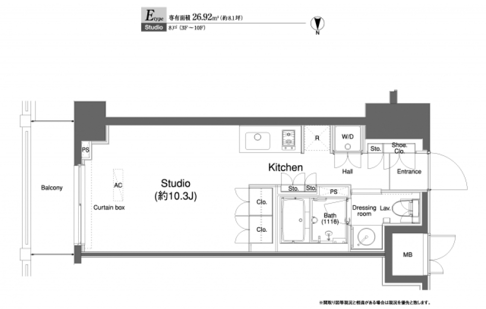 プラウドフラット横浜　1005号室の間取り図
