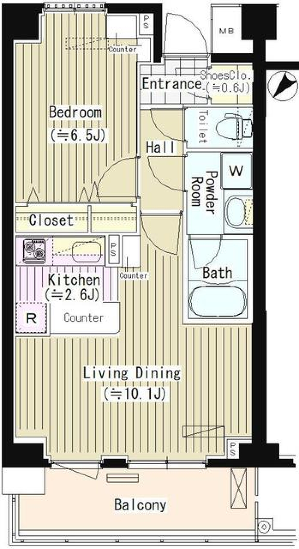 ＰＲＩＭＥ　ＵＲＢＡＮ　東中野　ＣＯＵＲＴ　101号室の間取り図