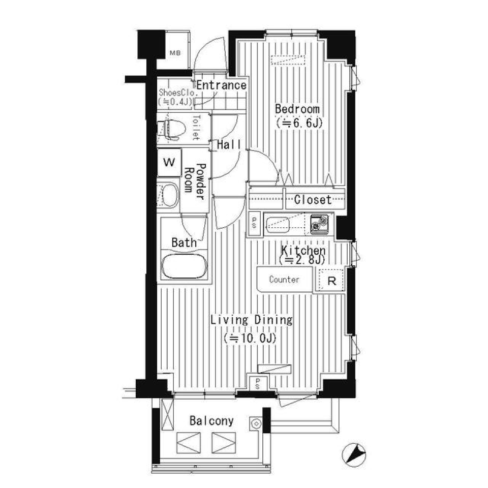 ＰＲＩＭＥ　ＵＲＢＡＮ　東中野　ＣＯＵＲＴ　211号室の間取り図