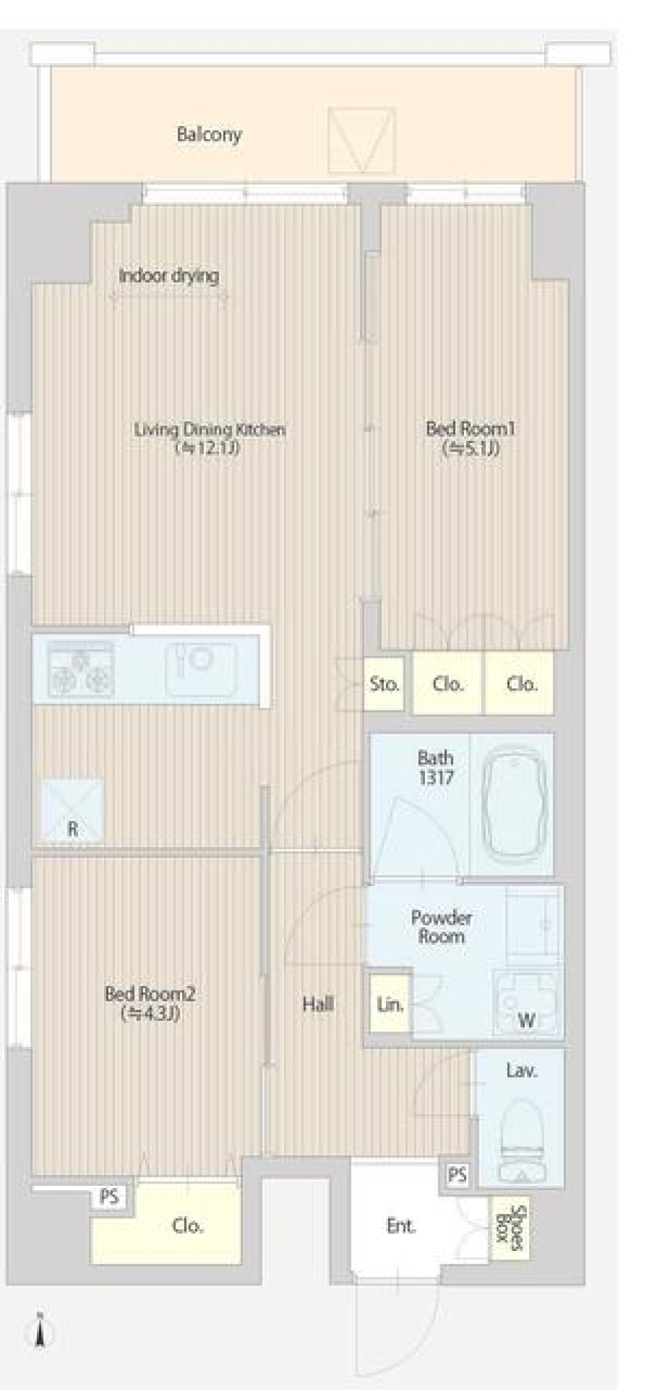 グラングレイス若林　202号室の間取り図