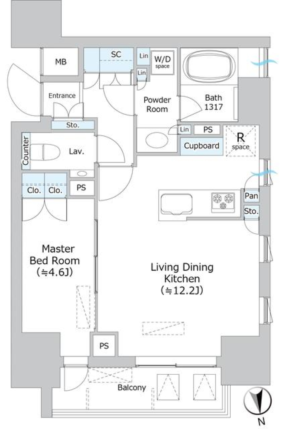 パークホームズ本郷三丁目　701号室の間取り図