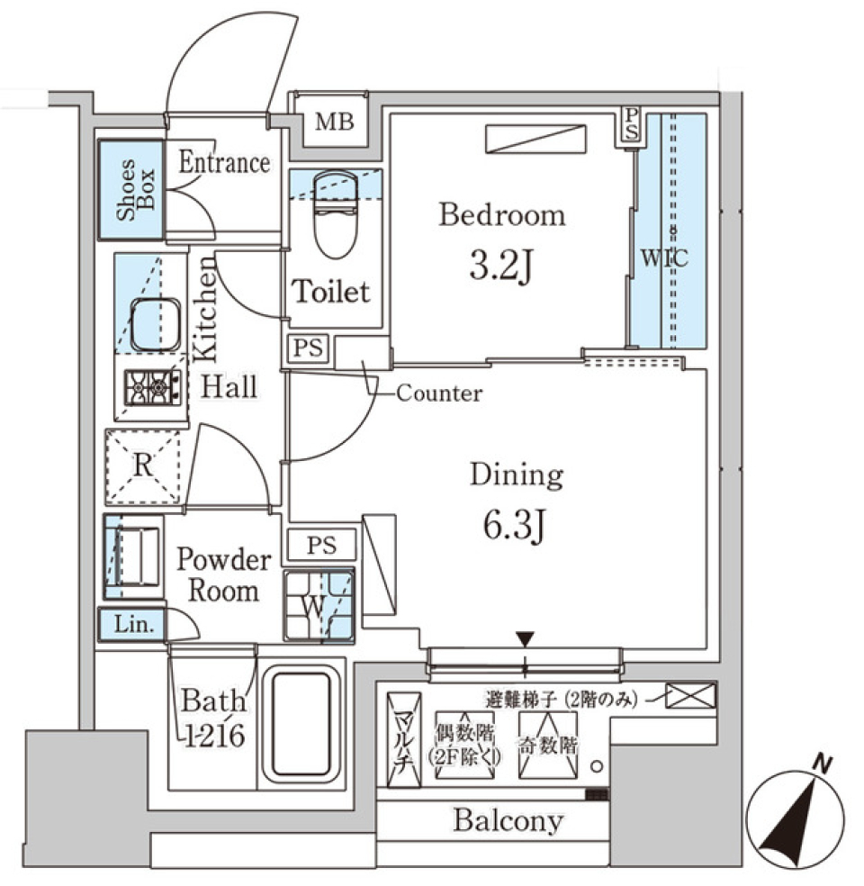 パークアクシス神保町　707号室 ［ペット可］の間取り図