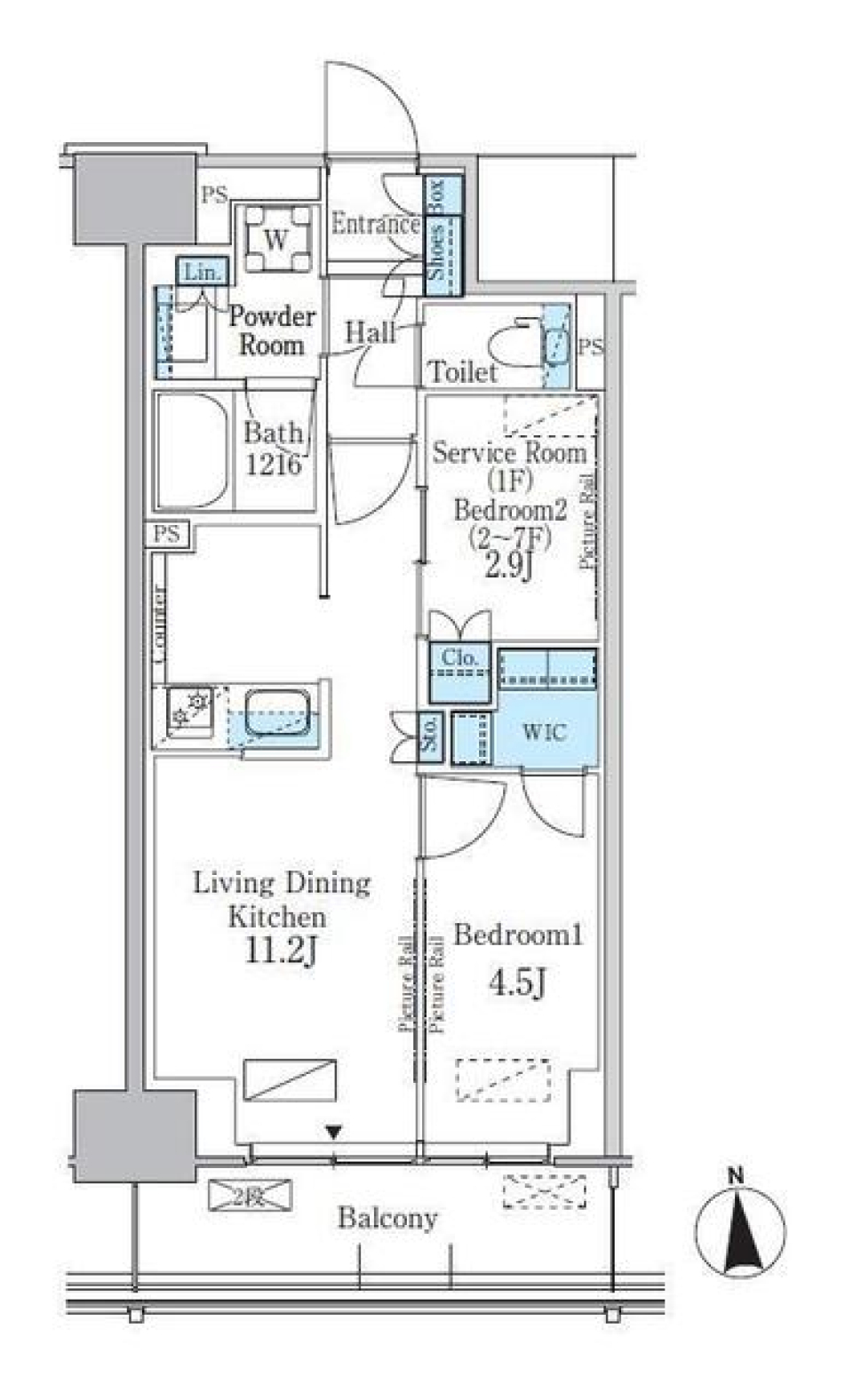 パークアクシス新宿百人町　106号室［ペット可］の間取り図