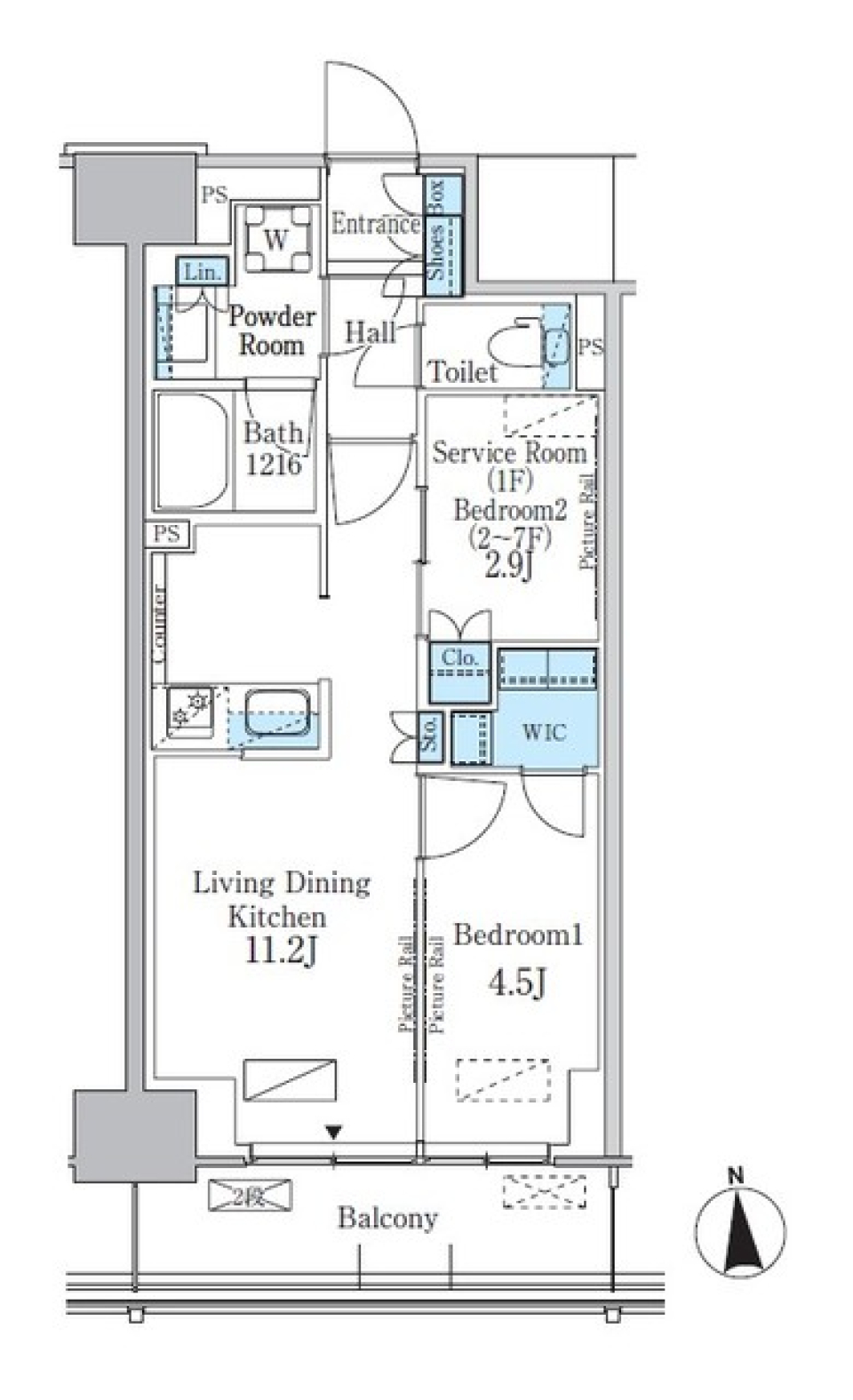 パークアクシス新宿百人町　711号室［ペット可］の間取り図