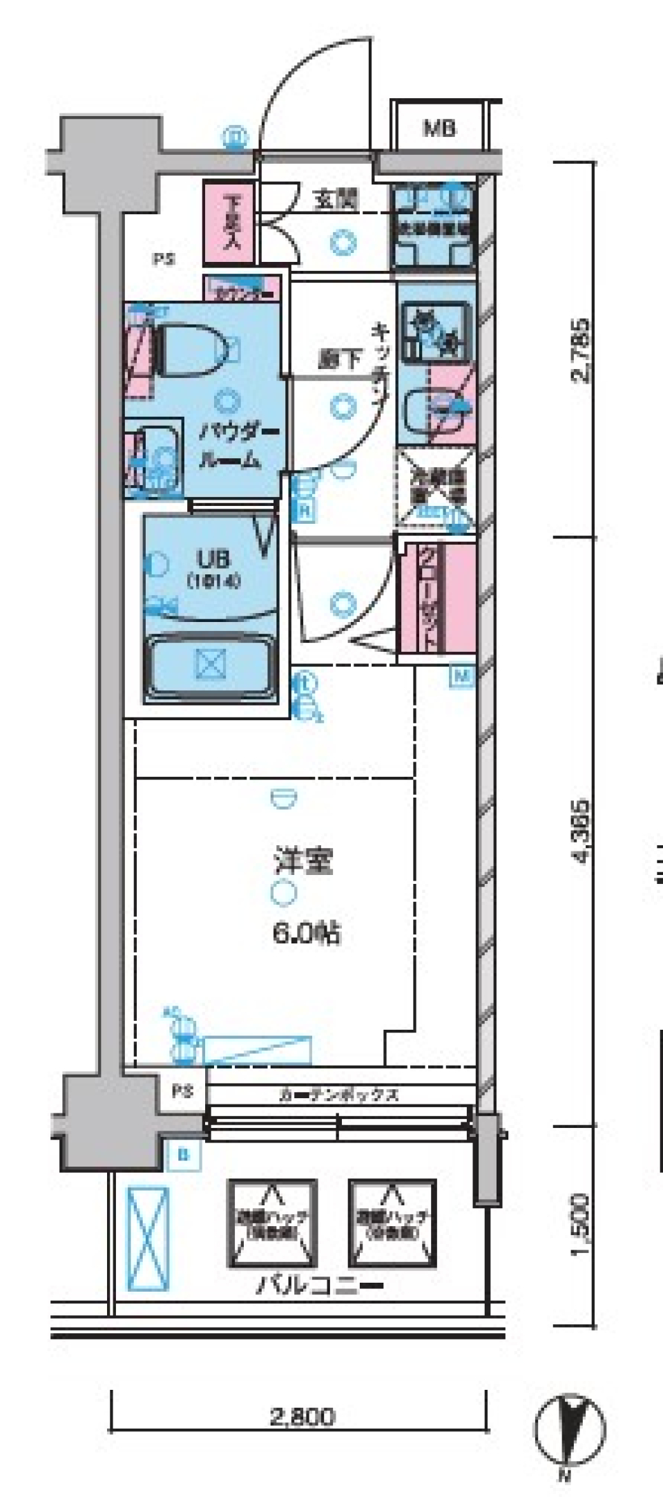 ジェノヴィア京成立石スカイガーデン　106号室［ペット可］の間取り図