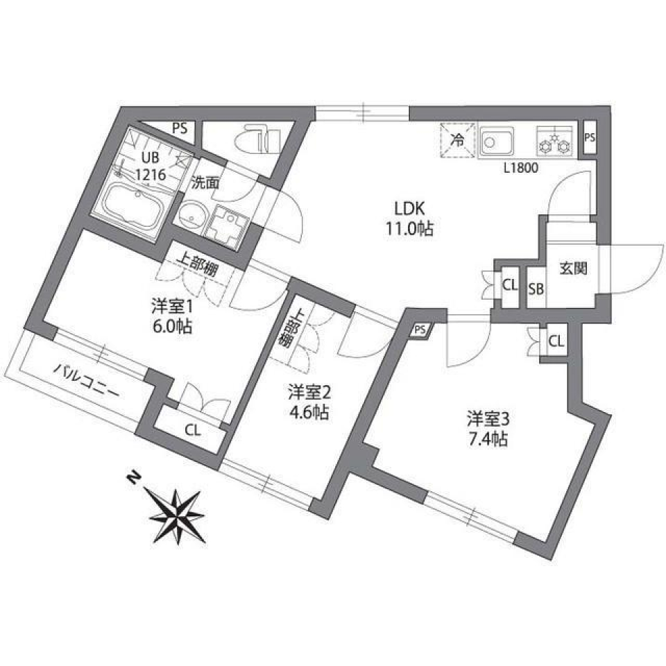 ジェムストーン目黒南　102号室の間取り図