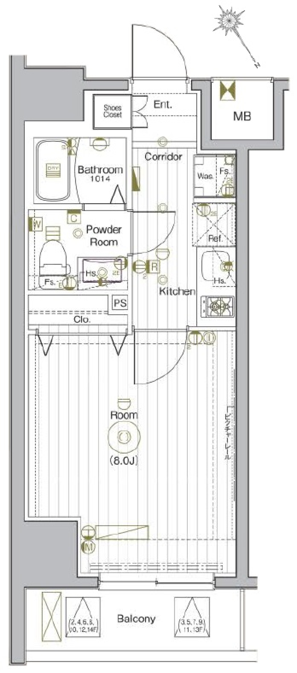 メイクスデザイン門前仲町リバープレイス　605号室の間取り図