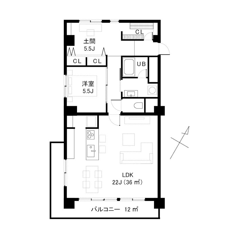 間取りは1LDKですが、それだけには収まらない魅力があります。